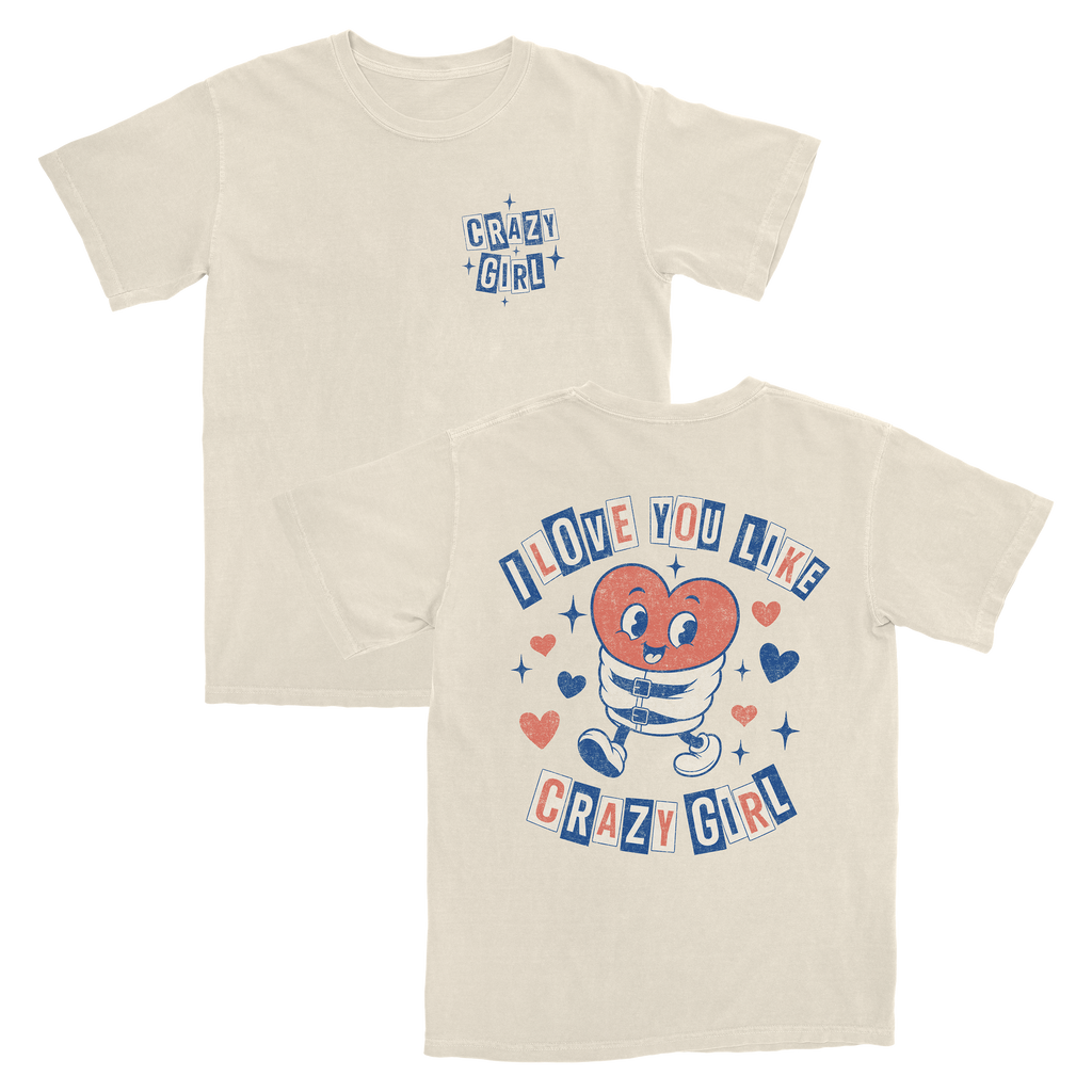 Crazy Girl Cartoon - Natural Tee (Pre-Order)