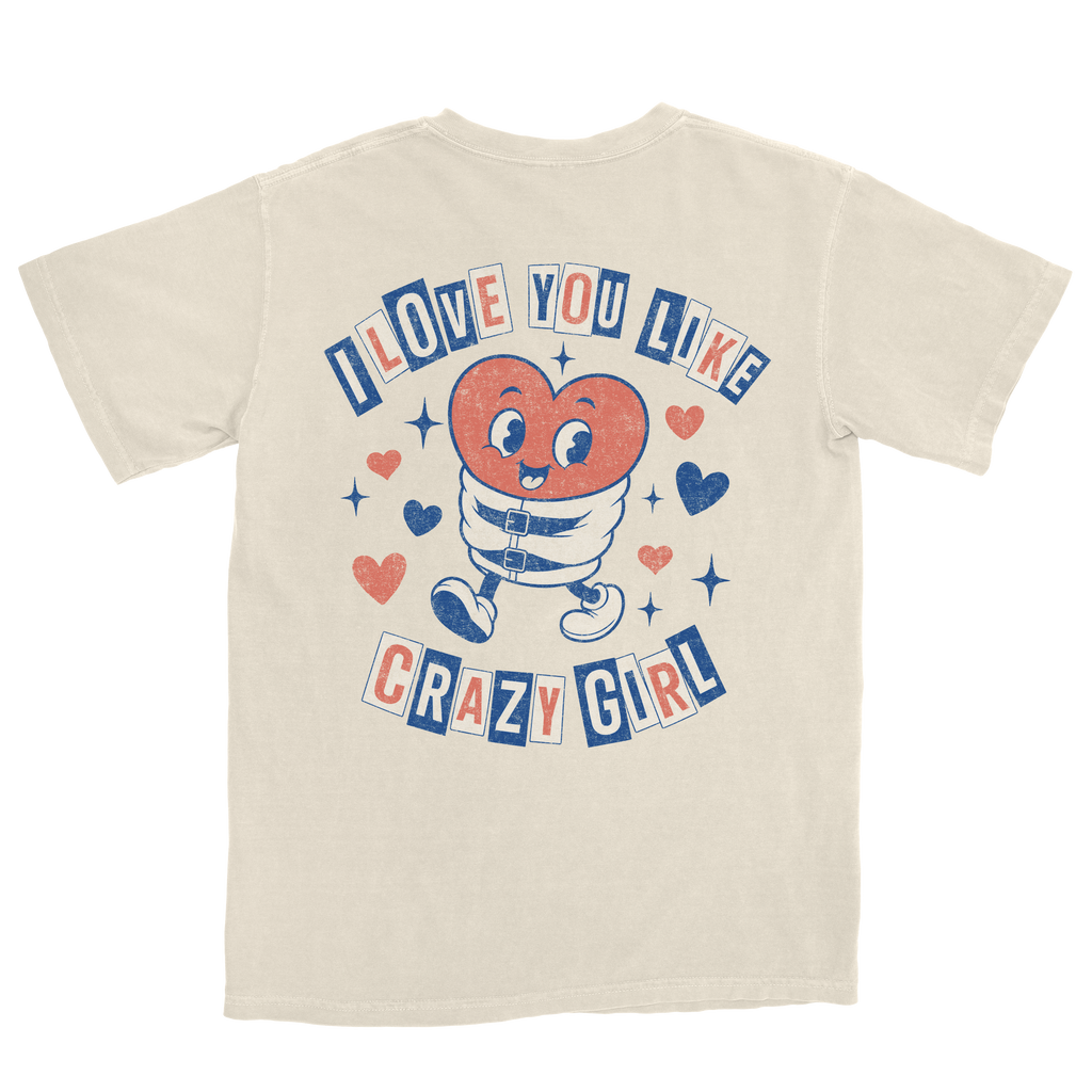 Crazy Girl Cartoon - Natural Tee (Pre-Order)