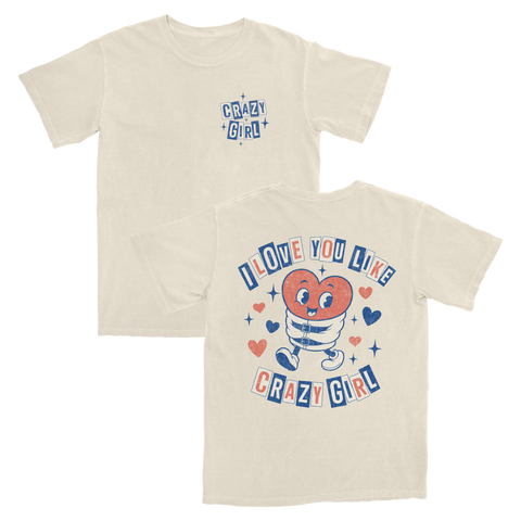 Crazy Girl Cartoon - Natural Tee (Pre-Order)