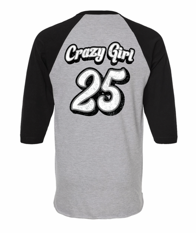 2025 Black and Grey Crazy Girl Raglan